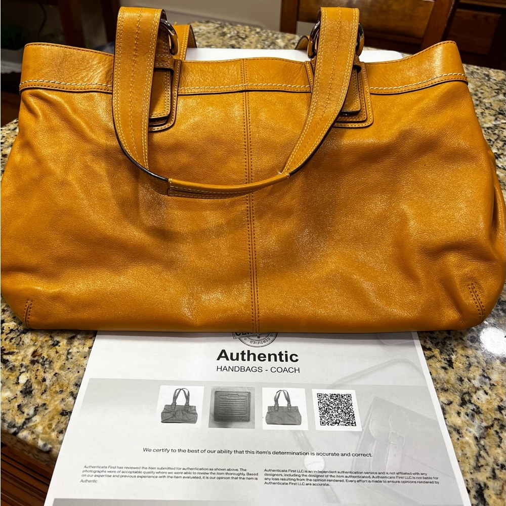 Coach Tan Leather Shoulder Bag with Double Handles